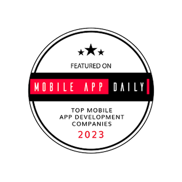 Featured Mobile App Development Company 2023 badge by Mobile App Daily